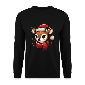 Renne de Noël avec écharpe et chapeau - Sweat-shirt Unisexe - noir - Devant - Alina (178cm) & Michal (187cm)