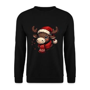 Mignon renne avec chapeau de Père Noël - Sweat-shirt Unisexe - noir - Devant - Alina (178cm) & Michal (187cm)