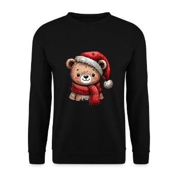 Mignon ours de Noël avec chapeau et écharpe - Sweat-shirt Unisexe - noir - Devant - Alina (178cm) & Michal (187cm)