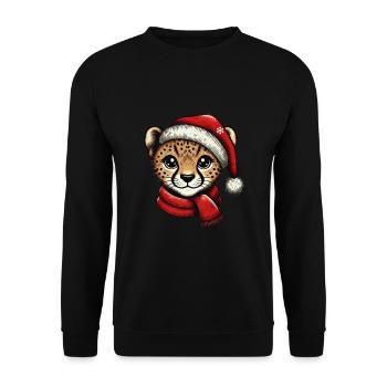 Bébé guépard de Noël avec chapeau de Noël - Sweat-shirt Unisexe - noir - Devant - Alina (178cm) & Michal (187cm)