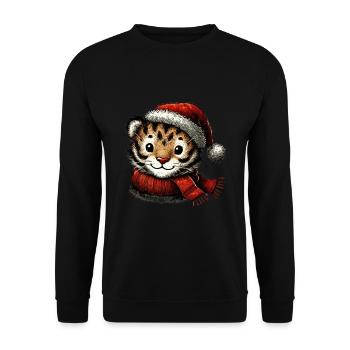 Cute Christmas tiger with hat - Unisex Sweatshirt - black - Front - Alina (178cm) & Michal (187cm)
