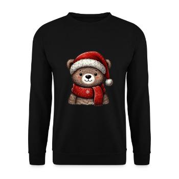 Ours de Noël avec chapeau rouge et écharpe - Sweat-shirt Unisexe - noir - Devant - Alina (178cm) & Michal (187cm)