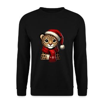 Bébé léopard de Noël avec écharpe et - Sweat-shirt Unisexe - noir - Devant - Alina (178cm) & Michal (187cm)