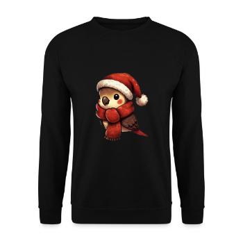 Oiseau de Noël avec chapeau et écharpe - Sweat-shirt Unisexe - noir - Devant - Alina (178cm) & Michal (187cm)