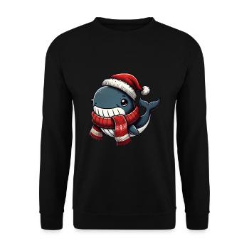 Baleine joyeuse avec chapeau et écharpe de Père Noël - Sweat-shirt Unisexe - noir - Devant - Alina (178cm) & Michal (187cm)