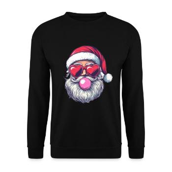 Père Noël drôle avec des lunettes en forme de cœur et du chewing-gum - Sweat-shirt Unisexe - noir - Devant - Alina (178cm) & Michal (187cm)