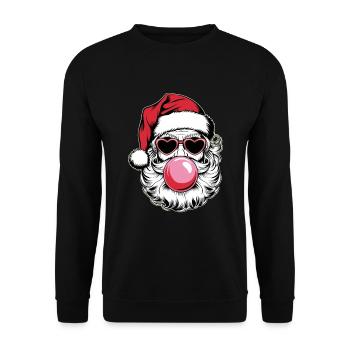 Cooler Weihnachtsmann Mit Herzbrille Und Kaugummi - Unisex Pullover - Schwarz - Vorne - Alina (178cm) & Michal (187cm)