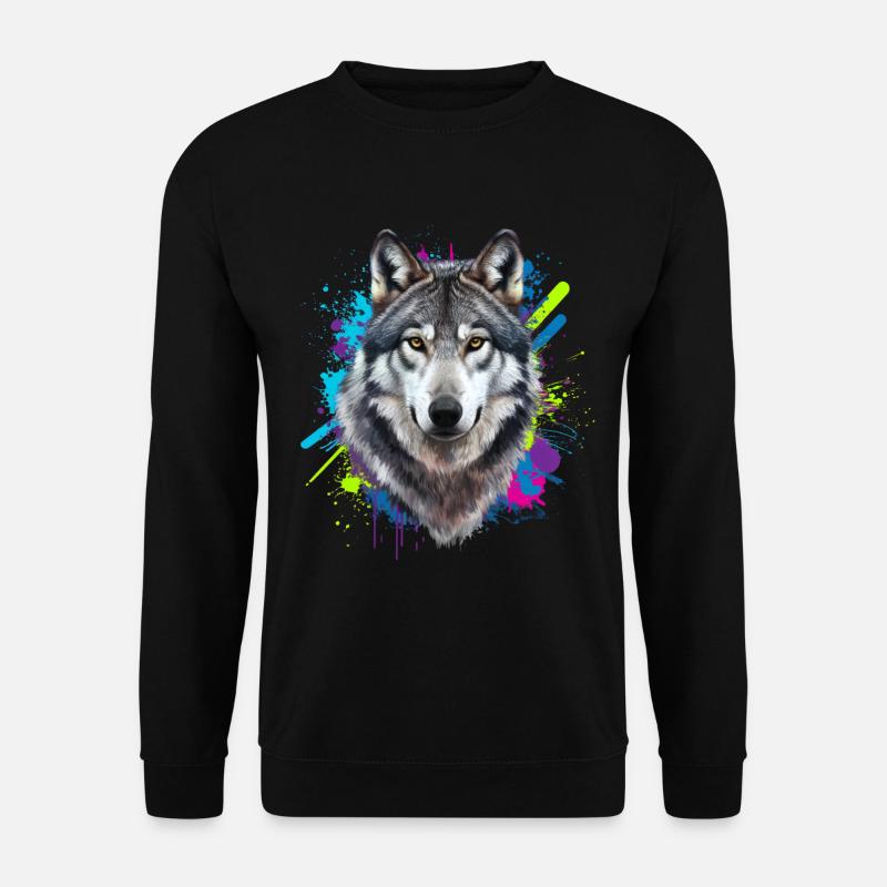 Strong wolf art with colours - Unisex Sweatshirt - black