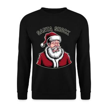 Santa Shock Überraschender Weihnachtsmann - Unisex Pullover - Schwarz - Vorne - Alina (178cm) & Michal (187cm)