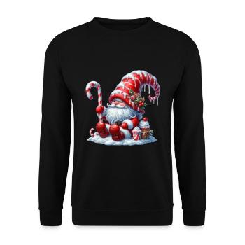 Gnome de Noël avec canne à sucre et cupcake - Sweat-shirt Unisexe - noir - Devant - Alina (178cm) & Michal (187cm)