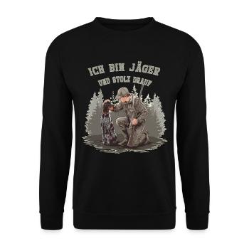 Je suis un chasseur et j’en suis fier - Sweat-shirt Unisexe - noir - Devant - Alina (178cm) & Michal (187cm)