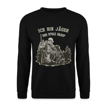 I am a hunter and proud of nature adventure - Unisex Sweatshirt - black - Front - Alina (178cm) & Michal (187cm)
