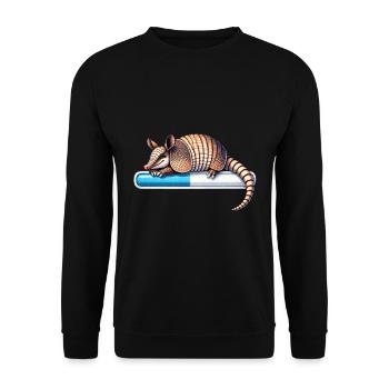 Armadillo Schlafmodus Humorvoller - Unisex Pullover - Schwarz - Vorne - Alina (178cm) & Michal (187cm)