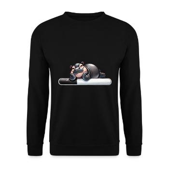 Faules Nilpferd Ladebalken Humor - Unisex Pullover - Schwarz - Vorne - Alina (178cm) & Michal (187cm)
