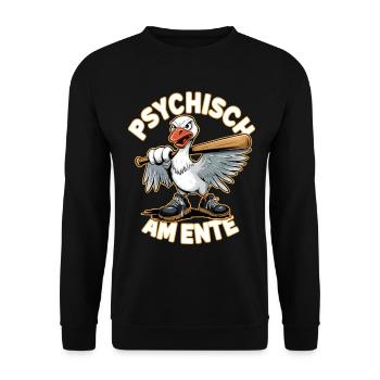 Psychisch Am Ente Humorvoller Entenwitz - Unisex Pullover - Schwarz - Vorne - Alina (178cm) & Michal (187cm)