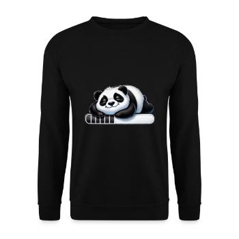 Niedlicher Panda Schlafend Auf Ladebalken - Unisex Pullover - Schwarz - Vorne - Alina (178cm) & Michal (187cm)