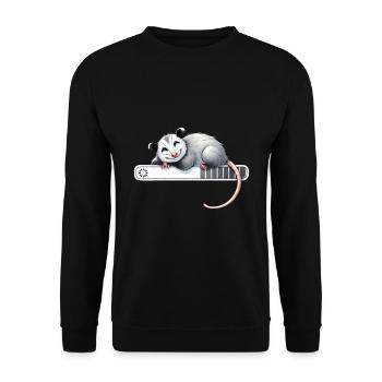 Entspannter Opossum Schlaf Modus - Unisex Pullover - Schwarz - Vorne - Alina (178cm) & Michal (187cm)