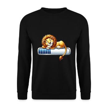Lion endormi mignon sur la barre de chargement - Sweat-shirt Unisexe - noir - Devant - Alina (178cm) & Michal (187cm)