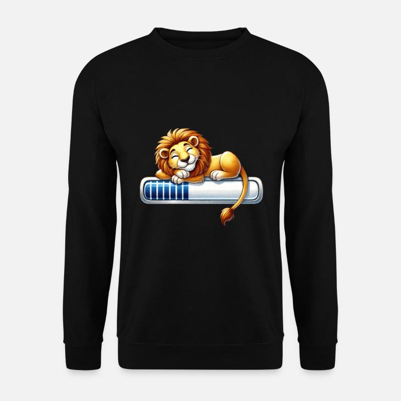 Süßer Schlafender Löwe auf Ladebalken - Unisex Pullover - Schwarz