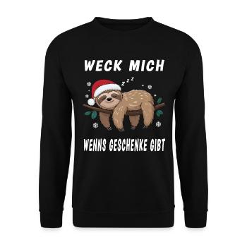 Réveille-moi quand il y a des cadeaux, drôle de paresseux - Sweat-shirt Unisexe - noir - Devant - Alina (178cm) & Michal (187cm)