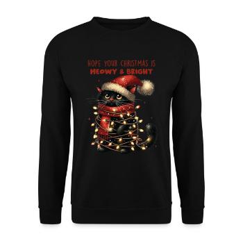 Noël miaou et humour de chat lumineux - Sweat-shirt Unisexe - noir - Devant - Alina (178cm) & Michal (187cm)