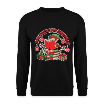 Just Waiting For Christmas Elf Illustration - Unisex Pullover - Schwarz - Vorne - Alina (178cm) & Michal (187cm)