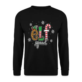 Weihnachtlicher Elf Squad Spaß Für Die Festtage - Unisex Pullover - Schwarz - Vorne - Alina (178cm) & Michal (187cm)