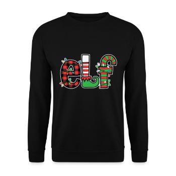 Weihnachtlicher Elf Weihnachtsdeko - Unisex Pullover - Schwarz - Vorne - Alina (178cm) & Michal (187cm)