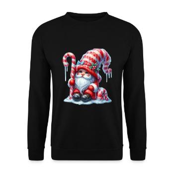 Cute Christmas gnome with candy cane - Unisex Sweatshirt - black - Front - Alina (178cm) & Michal (187cm)