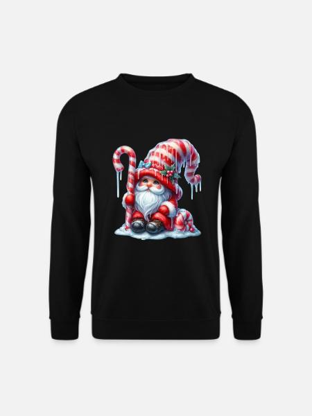Niedlicher Weihnachtswichtel Mit Zuckerstange - Unisex Pullover - Schwarz