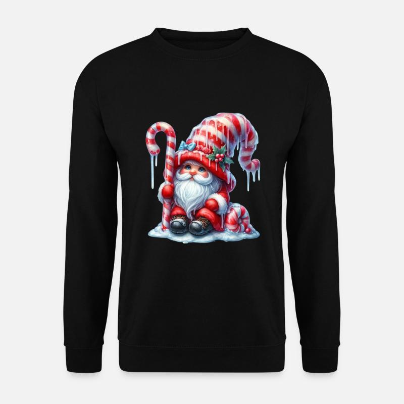 Niedlicher Weihnachtswichtel Mit Zuckerstange - Unisex Pullover - Schwarz