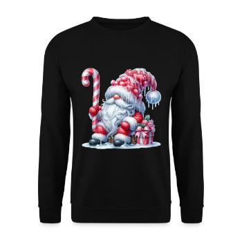 Gemütlicher Weihnachtsmann Mit Zuckerstange Und - Unisex Pullover - Schwarz - Vorne - Alina (178cm) & Michal (187cm)
