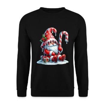 Magic Christmas gnome with candy cane and - Unisex Sweatshirt - black - Front - Alina (178cm) & Michal (187cm)