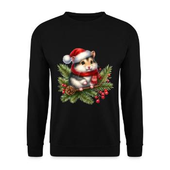 Mignon hamster de Noël avec chapeau - Sweat-shirt Unisexe - noir - Devant - Alina (178cm) & Michal (187cm)