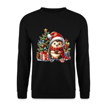 Cute hedgehog Christmas motif with gifts - Unisex Sweatshirt - black - Front - Alina (178cm) & Michal (187cm)