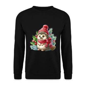 Mignon hérisson d’hiver avec chapeau et écharpe - Sweat-shirt Unisexe - noir - Devant - Alina (178cm) & Michal (187cm)