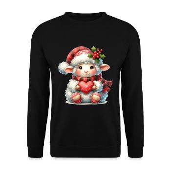 Mignon mouton de Noël avec coeur - Sweat-shirt Unisexe - noir - Devant - Alina (178cm) & Michal (187cm)