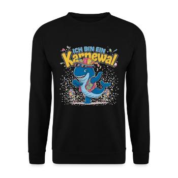 I'm a Karnewal Funny Whale - Unisex Sweatshirt - black - Front - Alina (178cm) & Michal (187cm)