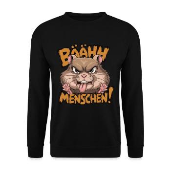 Bääh Menschen Lustiger Hamster - Unisex Pullover - Schwarz - Vorne - Alina (178cm) & Michal (187cm)