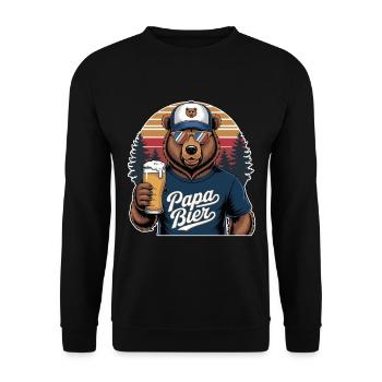 Papa Bier Bär Mit Sonnenbrille Und Bierglas - Unisex Pullover - Schwarz - Vorne - Alina (178cm) & Michal (187cm)