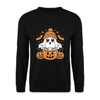 Fantôme mignon avec tambour citrouille - Sweat-shirt Unisexe - noir - Devant - Alina (178cm) & Michal (187cm)