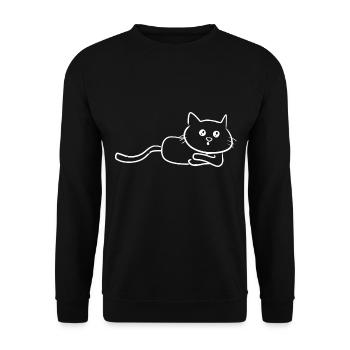 Cat cartoon cute lying - Unisex Sweatshirt - black - Front - Alina (178cm) & Michal (187cm)