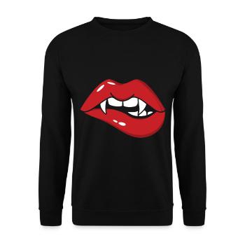 Bouche de vampire d’Halloween - Sweat-shirt Unisexe - noir - Devant - Alina (178cm) & Michal (187cm)