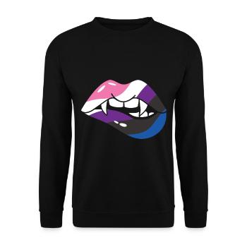 Bouche de vampire d’Halloween - Sweat-shirt Unisexe - noir - Devant - Alina (178cm) & Michal (187cm)