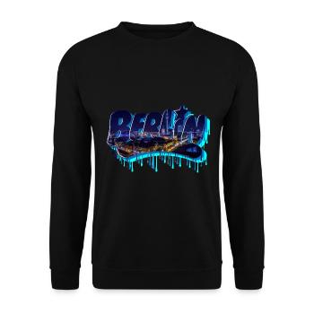 Berlin graffiti lettering - Unisex Sweatshirt - black - Front - Alina (178cm) & Michal (187cm)