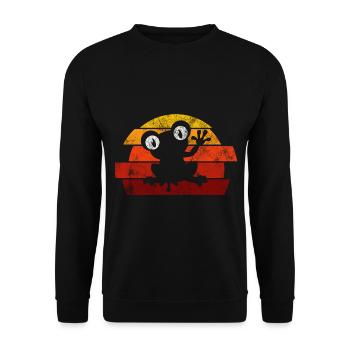 Frosch Frösche Geschenk für Kinder Lustig Witzig - Unisex Pullover - Schwarz - Vorne - Alina (178cm) & Michal (187cm)