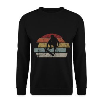 Skateboarder Skateboard Skater Skate Skateing - Unisex Pullover - Schwarz - Vorne - Alina (178cm) & Michal (187cm)
