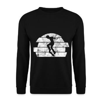 Skateboarder Skateboard Skater Skate Skateing - Unisex Pullover - Schwarz - Vorne - Alina (178cm) & Michal (187cm)