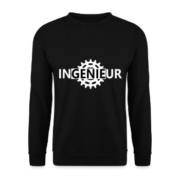 lustiges Ingenieur Genie Shirt mit Zahnrad Ritzel - Unisex Pullover - Schwarz - Vorne - Alina (178cm) & Michal (187cm)