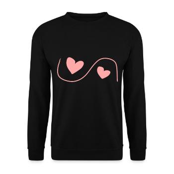 Deux Coeurs Symbole Coeur Amour Rose - Sweat-shirt Unisexe - noir - Devant - Alina (178cm) & Michal (187cm)